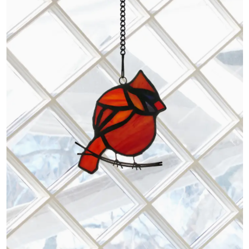  River of Goods 4.5"H Cardinal Stained Glass Window Panel 