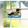 River of Goods 9.5"H Swimming Loon Stained Glass Window Panel
