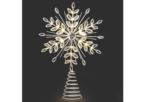  Roman Inc Lighted Snowflake Crystal Treetopper 