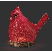 8.75" H Lighted Swirl Cardinal in Nest