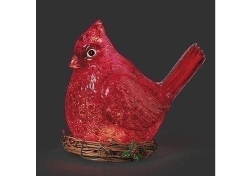  Roman Inc 8.75" H Lighted Swirl Cardinal in Nest 