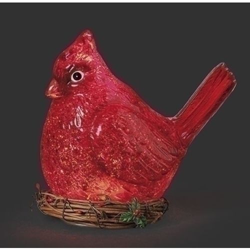  Roman Inc 8.75" H Lighted Swirl Cardinal in Nest 