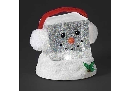  Roman Inc Lighted Swirl Cube Head Snowman with Earmuffs 