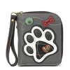 Chala Handbags Zip Around Wallet Paw Print Gray