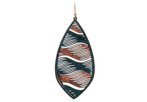  Rain Jewelry Collection Patina Copper Filigree Waves Earrings 