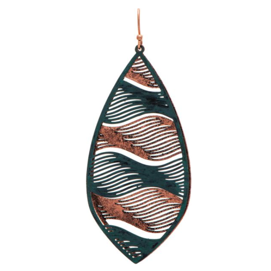 Patina Copper Filigree Waves Earrings