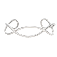 Silver Crossover Loops Open Cuff Bracelet_