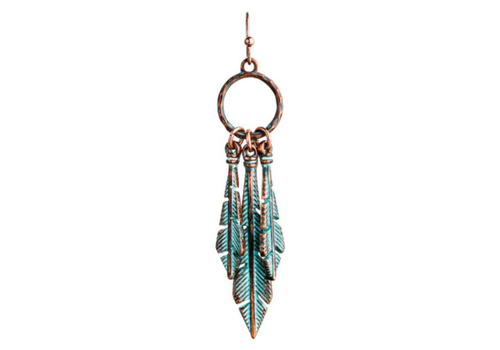  Rain Jewelry Collection Patina Triple Feather Earrings 