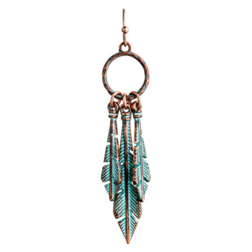  Rain Jewelry Collection Patina Triple Feather Earrings 