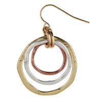 Multi Metal Hammered Circles Earrings