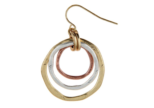  Rain Jewelry Collection Multi Metal Hammered Circles Earrings 