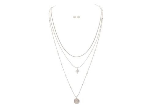  Rain Jewelry Collection Silver Layered Celestial Necklace Set 