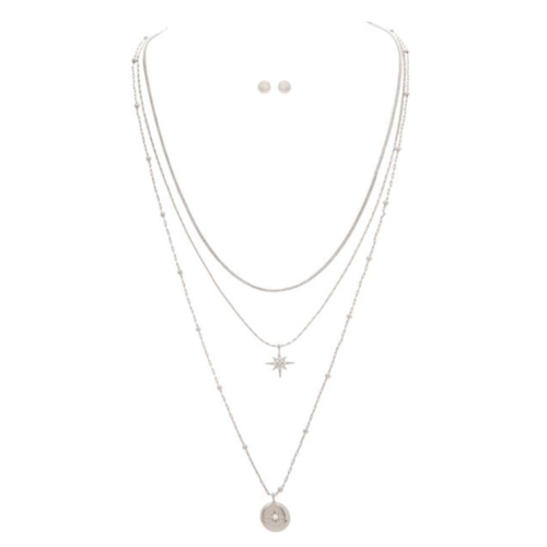  Rain Jewelry Collection Silver Layered Celestial Necklace Set 