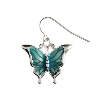 Silver Blue Butterfly Earrings