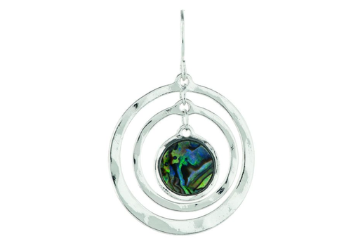  Rain Jewelry Collection Silver Triple Circle Abalone Earrings 