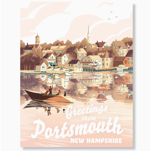  Kat Maus Haus Illustration Greetings from Portsmouth Card 