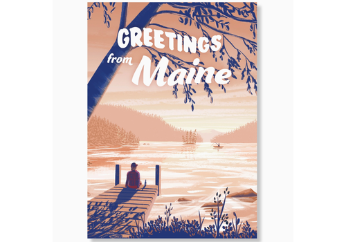  Kat Maus Haus Illustration Maine Postcard Dock Scene 
