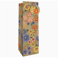 Golden Floral Bottle Gift Bag