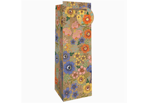  Jillson & Roberts Golden Floral Bottle Gift Bag 