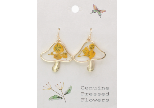  ZAD Vintage Toadstool Dried Flower Earrings 