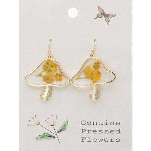  ZAD Vintage Toadstool Dried Flower Earrings 
