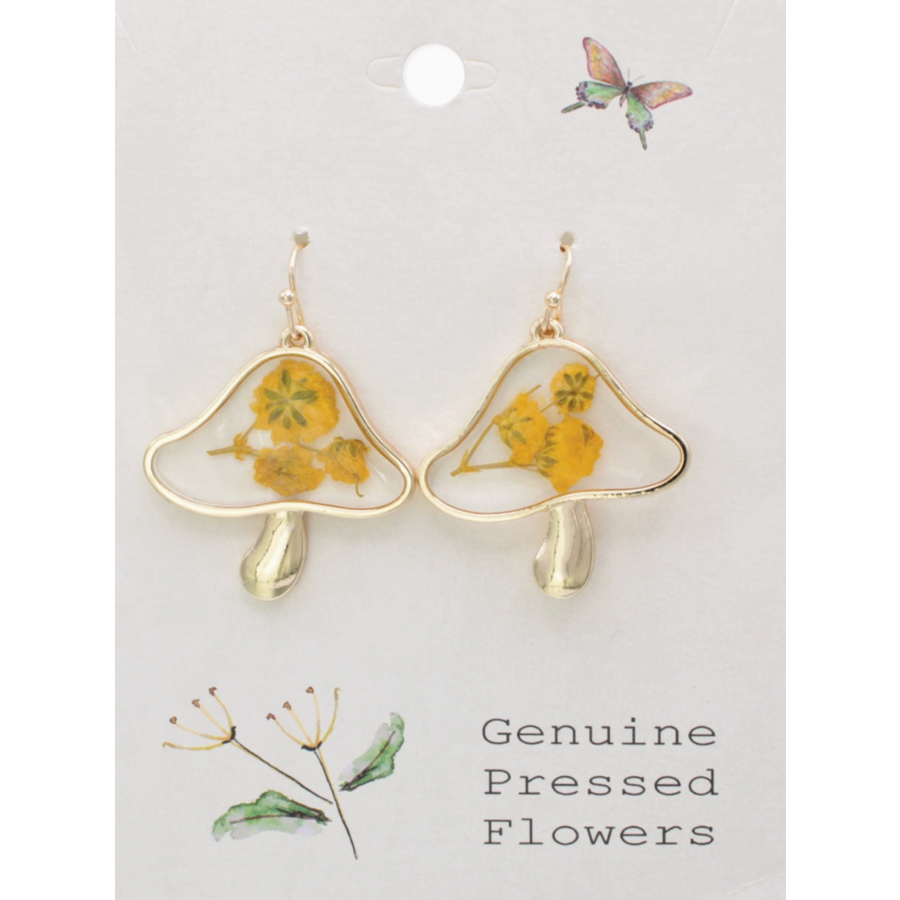 Vintage Toadstool Dried Flower Earrings