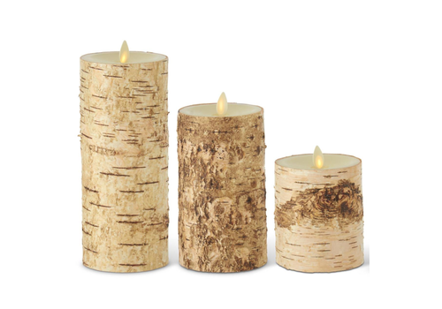  K & K Interiors Inc Birch Bark Wax Luminara Pillar Candle 