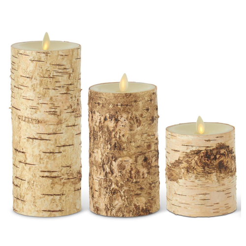  K & K Interiors Inc Birch Bark Wax Luminara Pillar Candle 