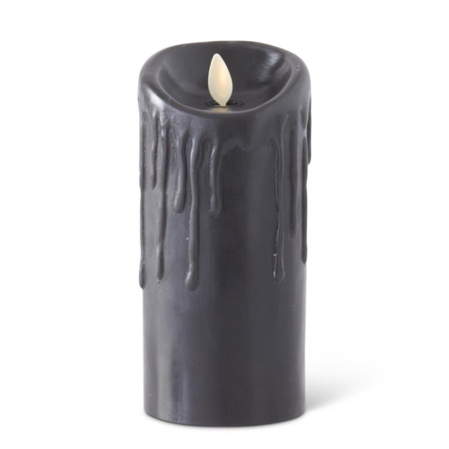 Black Scallop Drip Wax Luminara Pillar Candle