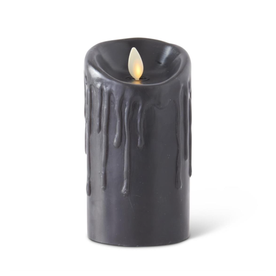 Black Scallop Drip Wax Luminara Pillar Candle