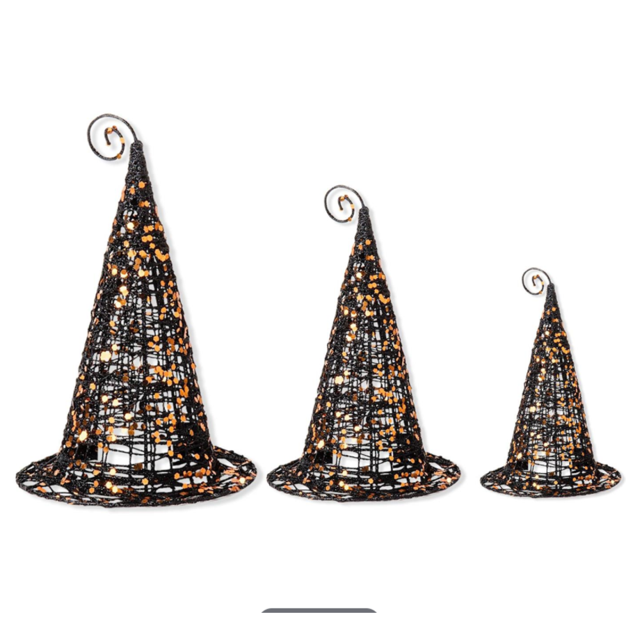 Black Glitter Wire Witch Hat