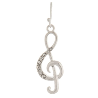 Silver Crystal G-Clef Earrings