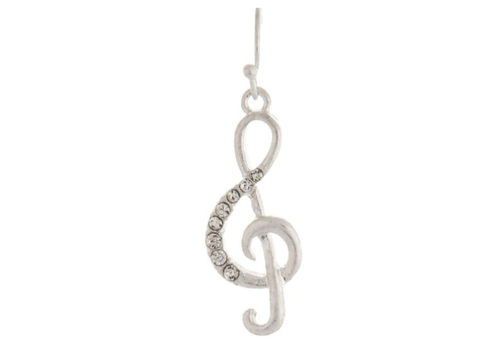  Rain Jewelry Collection Silver Crystal G-Clef Earrings 