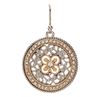 Two Tone Crystal Filigree Circle Earrings