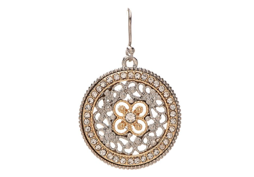  Rain Jewelry Collection Two Tone Crystal Filigree Circle Earrings 