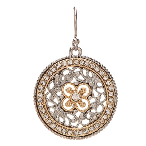  Rain Jewelry Collection Two Tone Crystal Filigree Circle Earrings 