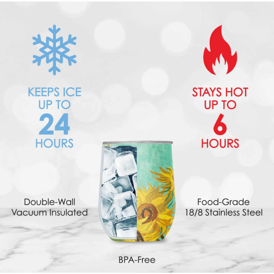 Stemless Wine Tumbler Van Gogh Sunflowers