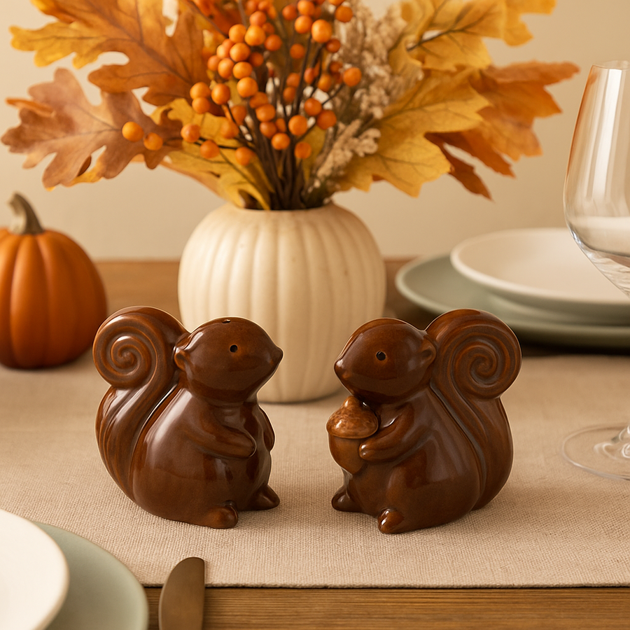 Stoneware Squirrel S/P Set