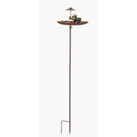 Rustic Metal Frog Bird Feeder Garden Stake