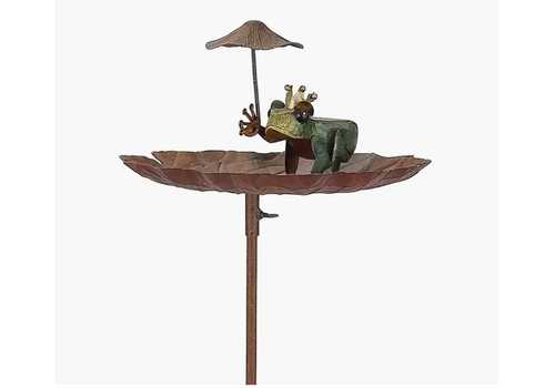  Continental Art Center Rustic Metal Frog Bird Feeder Garden Stake 
