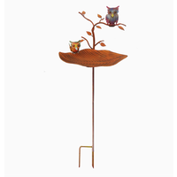 Metal Two Owls Rustic Bird Feeder