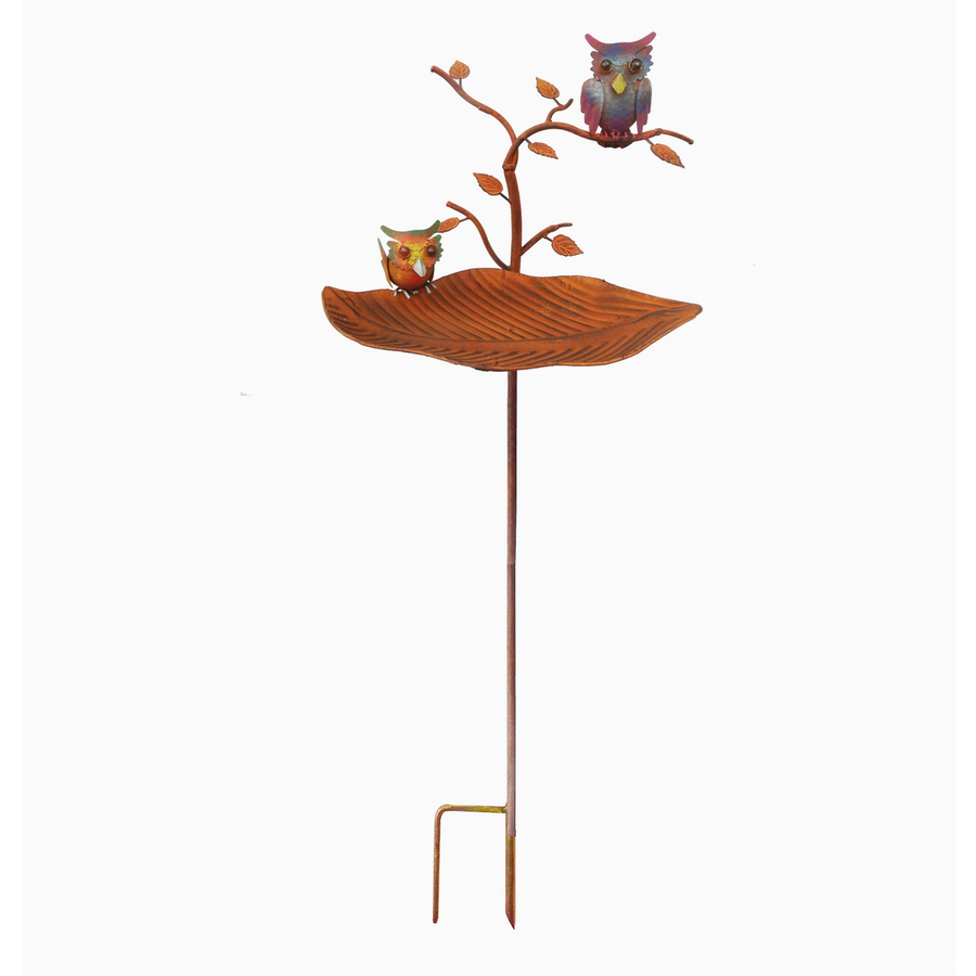 Metal Two Owls Rustic Bird Feeder