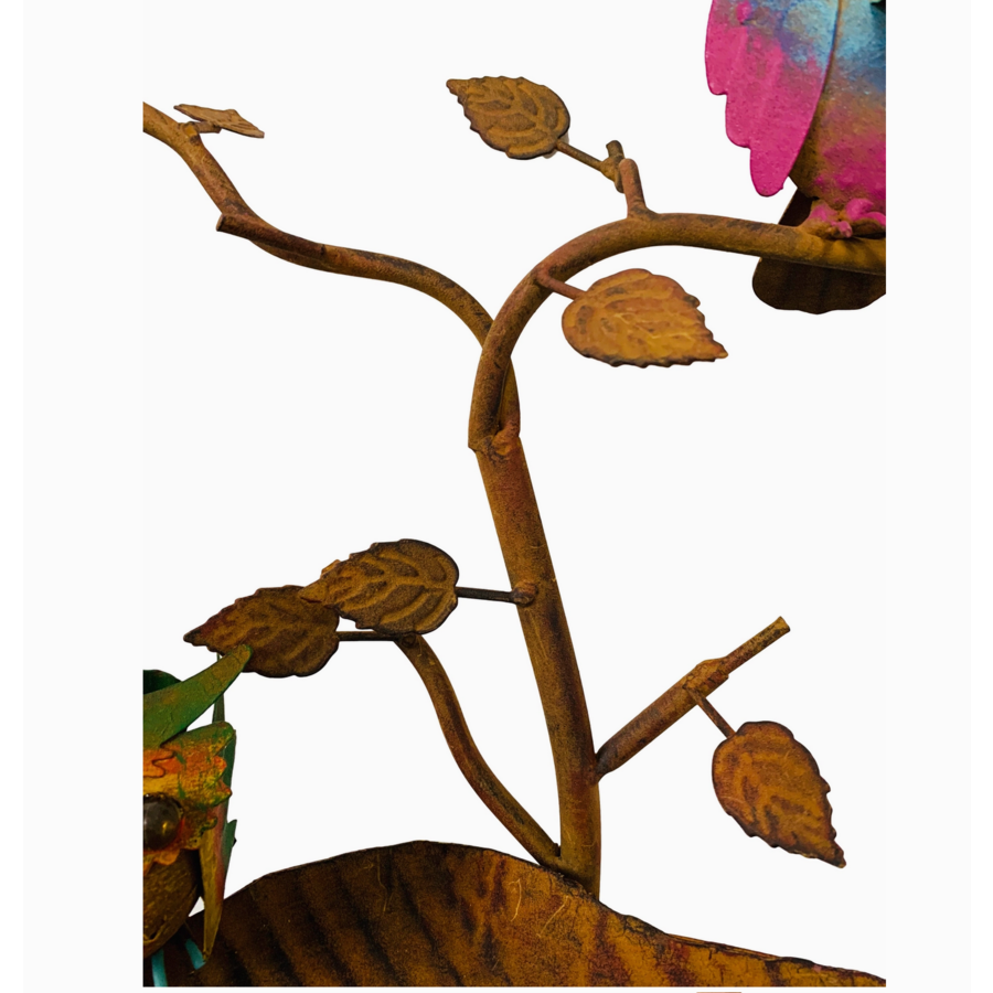 Metal Two Owls Rustic Bird Feeder