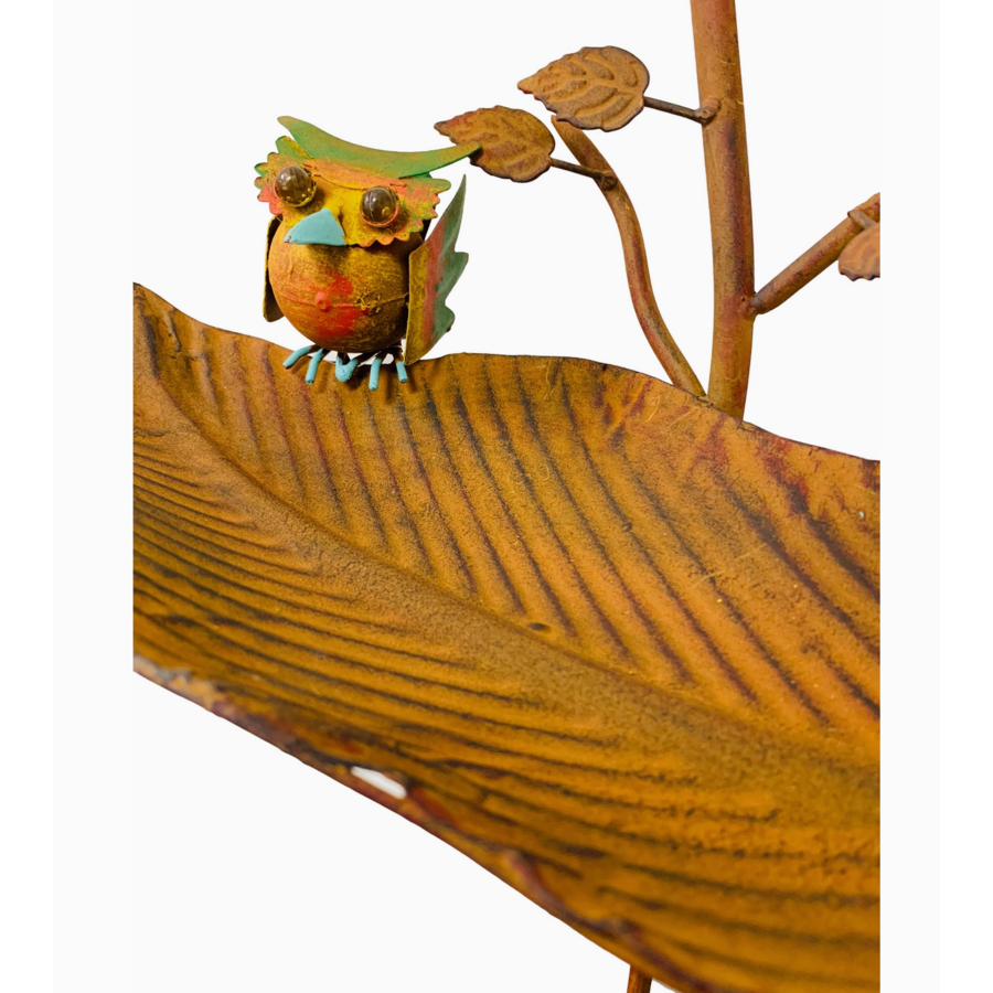 Metal Two Owls Rustic Bird Feeder