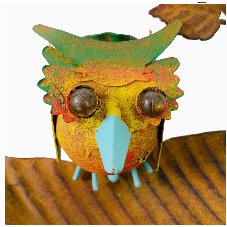 Metal Two Owls Rustic Bird Feeder