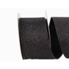 Reliant Ribbon Black Glitter Metallic Wired Edge Ribbon by yard