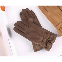 Microsuede Gloves with Bow Knot