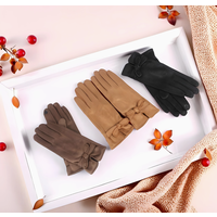 Microsuede Gloves with Bow Knot