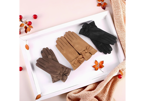  Young's Inc. Microsuede Gloves with Bow Knot 