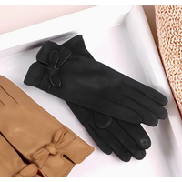 Microsuede Gloves with Bow Knot
